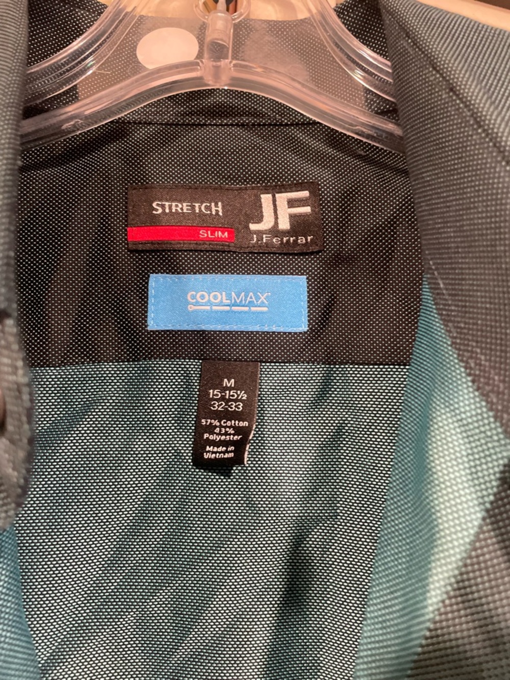 JF jf j.ferrar Men's Teal Green Button-Up Dress Shirt Jacket - Cool Max Tech - Picture 2 of 4
